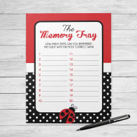Ladybug Memory Tray Baby Shower Game Pack