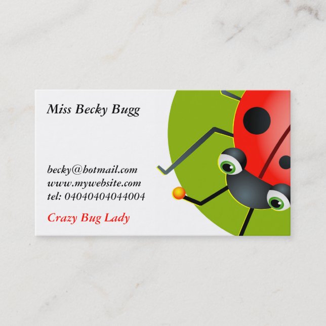 Ladybug, Miss Becky Bugg, Business Card (Front)