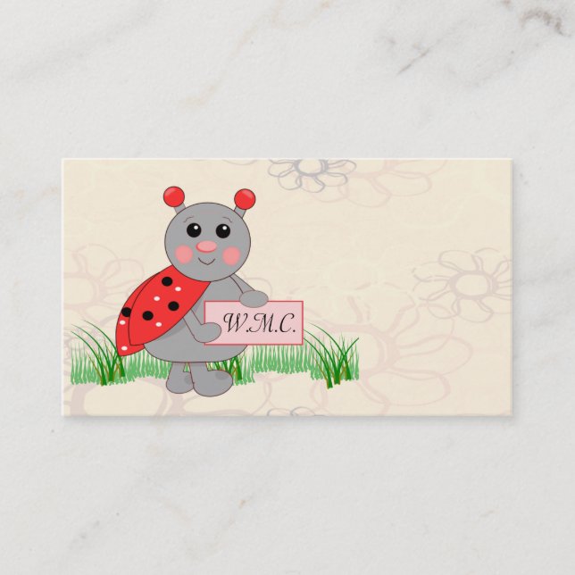 Ladybug Monogram  Business Card (Front)