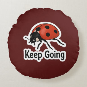 Ladybug Motivation Sticker Round Cushion