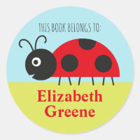 Ladybug Name Label Round Sticker for Kids
