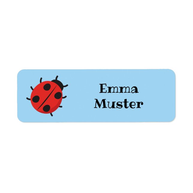 Ladybug Name Sticker Square - Light Blue (Front)
