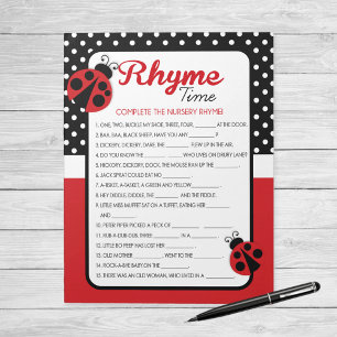 Ladybug Nursery Rhyme Baby Shower Game Pack Notepad