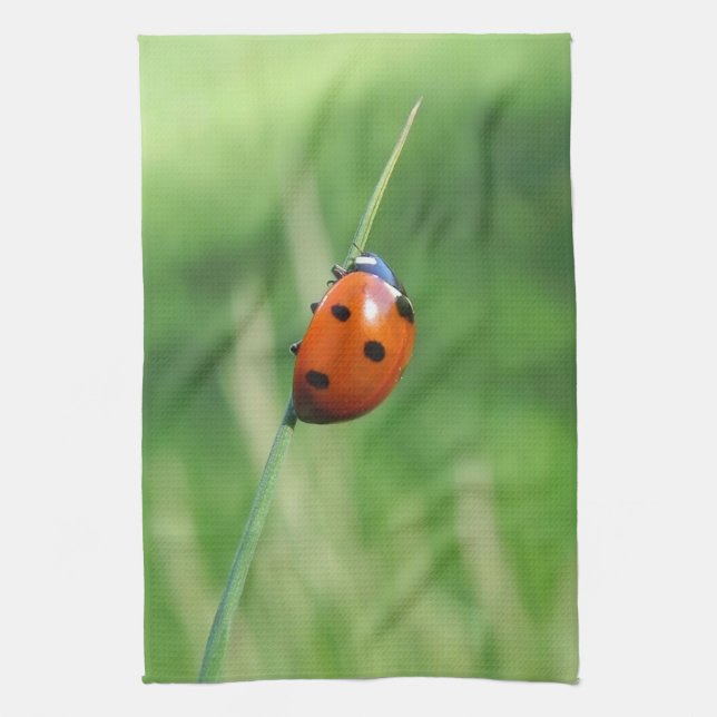 Ladybug on a blade of grass Kitchen Towel (Vertical)