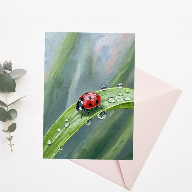 Ladybug on a Dewy Leaf – Nature Postcard (Creator Uploaded)