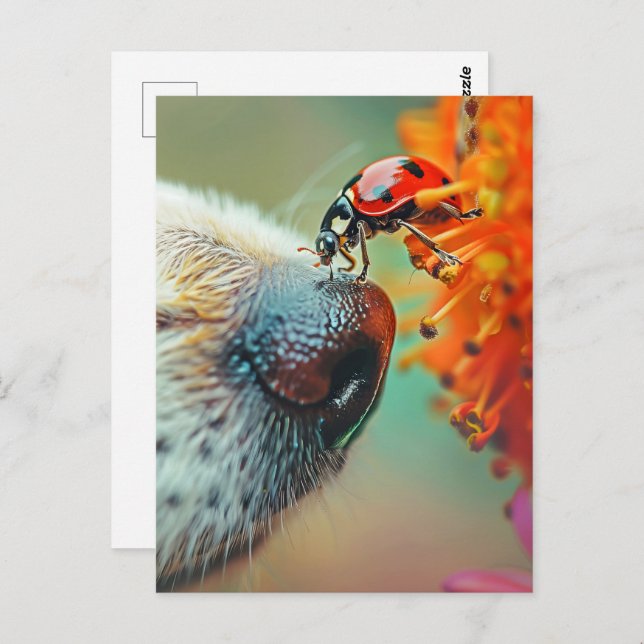 Ladybug on a dog's nose, Postcrossing Postcard (Front/Back)