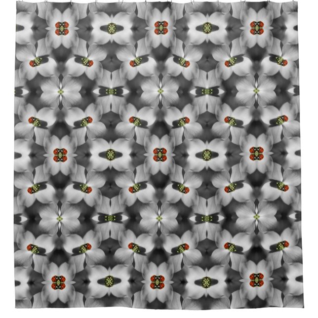 Ladybug On Dogwood Flower Abstract Nature   Shower Curtain (Front)