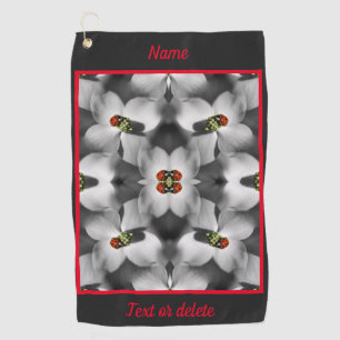 Ladybug On Dogwood Flower Abstract Personalised  Golf Towel