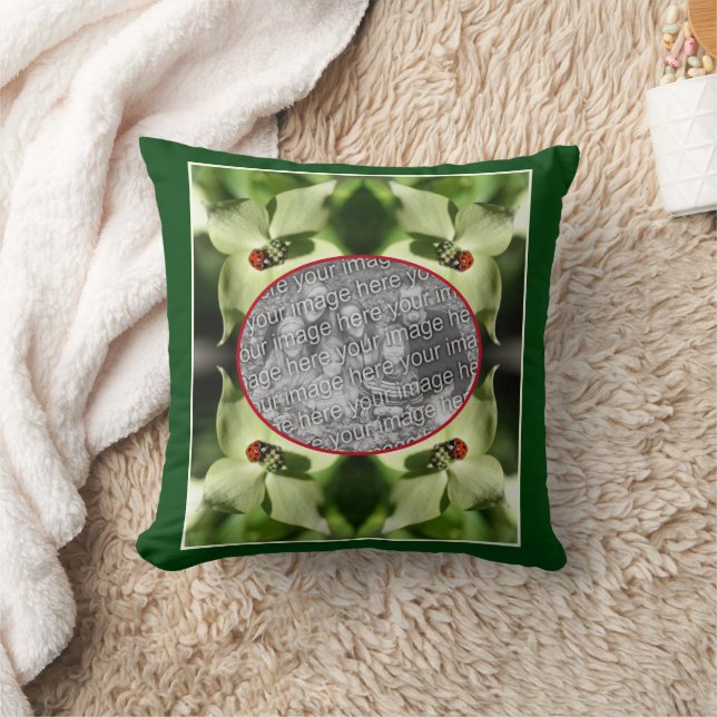 Ladybug On Dogwood Flower Frame Add Your Photo Cushion (Blanket)