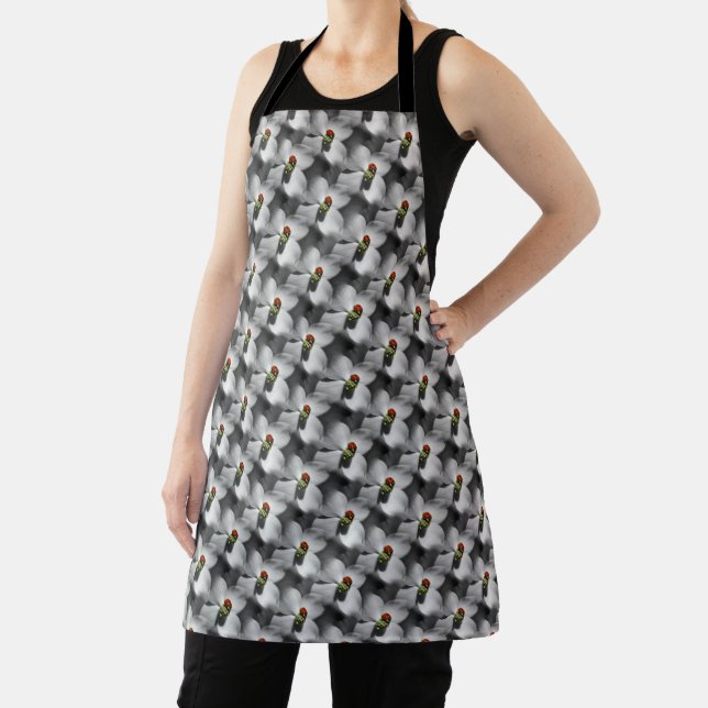 Ladybug On Dogwood Flower Nature Pattern    Apron (Insitu)