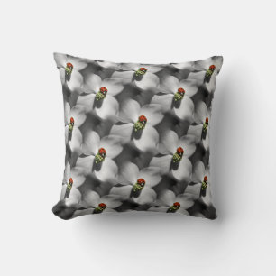 Ladybug On Dogwood Flower Nature Pattern Cushion