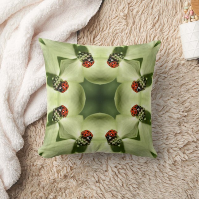 Ladybug On Dogwood Nature Art   Cushion (Blanket)