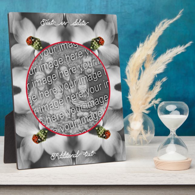 Ladybug On Dogwood Personalised Add Your Photo Plaque (Side)