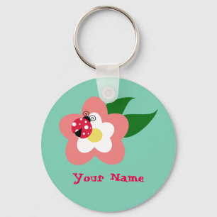 Ladybug on flower keychain