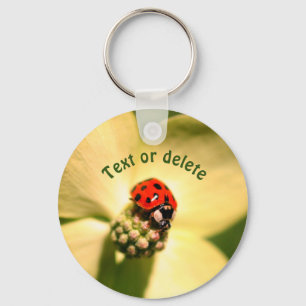 Ladybug On Flower Personalised Key Ring