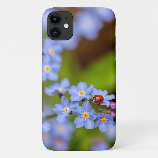 Ladybug on For-get-me-not iPhone Case (Back)