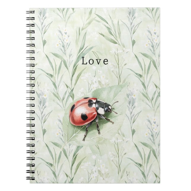 Ladybug on Leaf Love Notebook (Front)