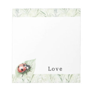 Ladybug on Leaf Love Notepad