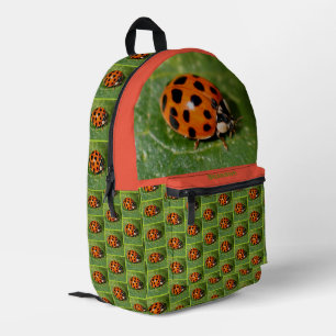 Ladybug On Leaf Personalised Printed Backpack