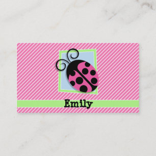 Ladybug on Pink & White Stripes Business Card