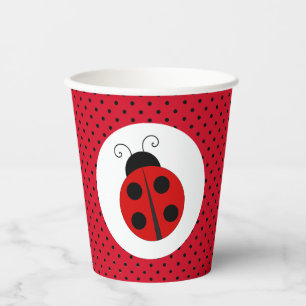 Ladybug on Polka Dots Design Paper Cups