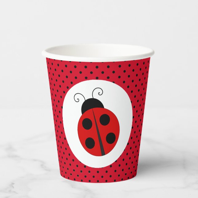 Ladybug on Polka Dots Design Paper Cups (Front)