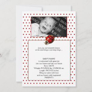 Ladybug on Red Polka Dots Frame Baby Announcement