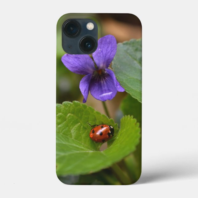 Ladybug on Sweet Violet Flowers Case-Mate iPhone Case (Back)