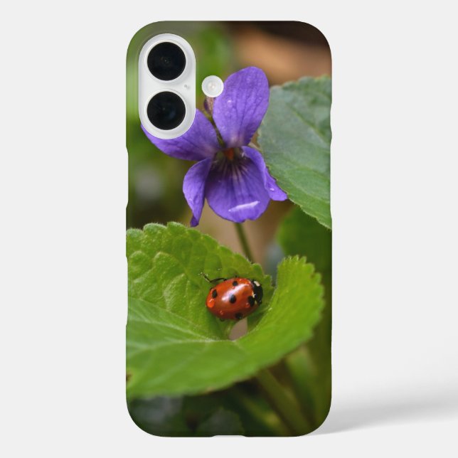 Ladybug on Sweet Violet Flowers Case-Mate iPhone Case (Back)