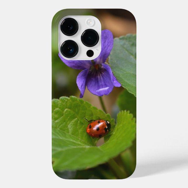 Ladybug on Sweet Violet Flowers Case-Mate iPhone Case (Back)