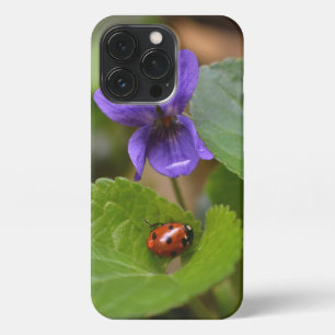 Ladybug on Sweet Violet Flowers iPhone 13 Pro Case