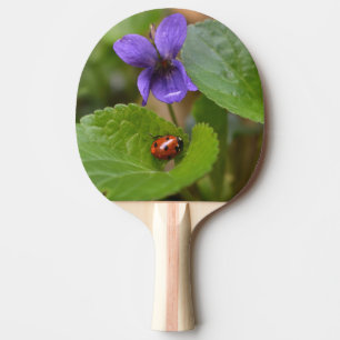 Ladybug on Sweet Violet Flowers Ping Pong Paddle