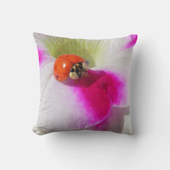 Ladybug on the petunia -  Pillow (Front)
