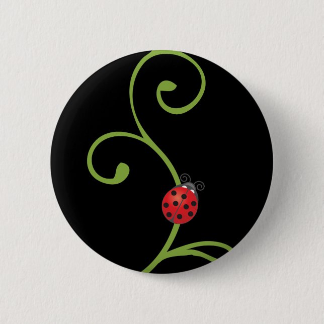 Ladybug on Vine 6 Cm Round Badge (Front)