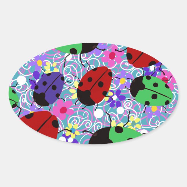 Ladybug Oval Sticker (Front)