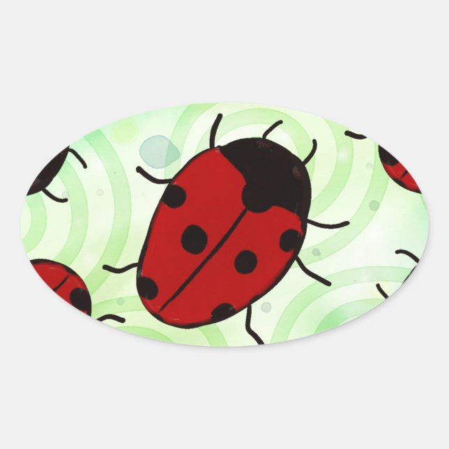 Ladybug Oval Sticker (Front)