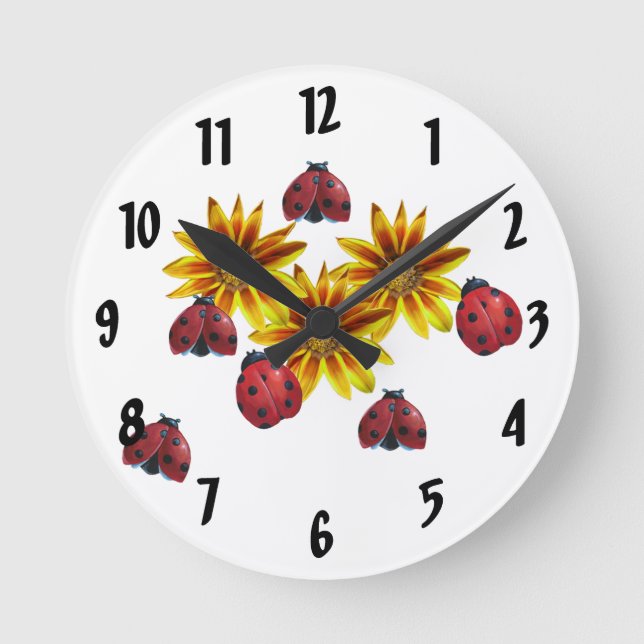 Ladybug Party   Round Clock (Front)