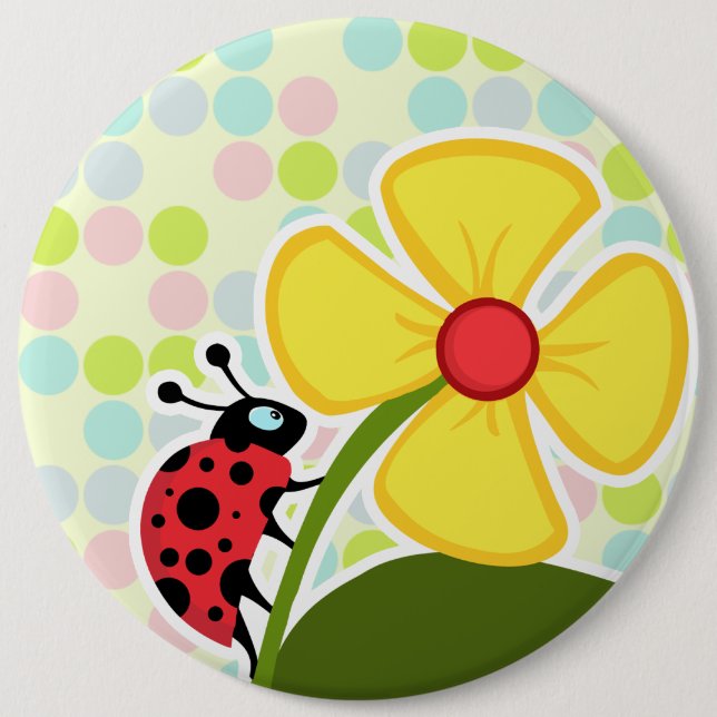 Ladybug Pastel Colours, Polka Dot 6 Cm Round Badge (Front)