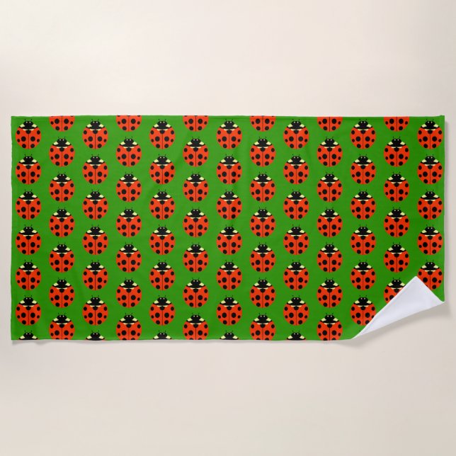 Ladybug Pattern Beach Towel (Front)