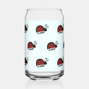 Ladybug pattern can glass