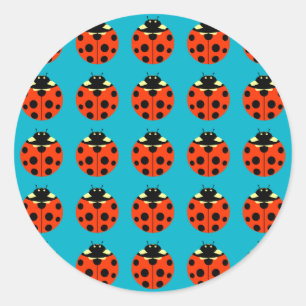 ladybug pattern classic round sticker