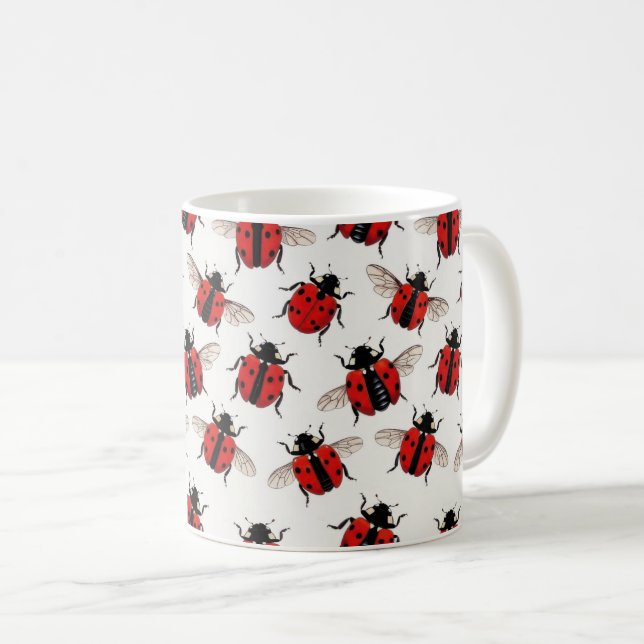 Ladybug Pattern Coffee Mug (Front Right)