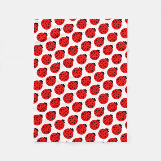 Ladybug Pattern Fleece Blanket (Front)
