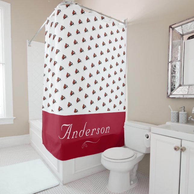 Ladybug Pattern Personalised  Shower Curtain (In Situ)
