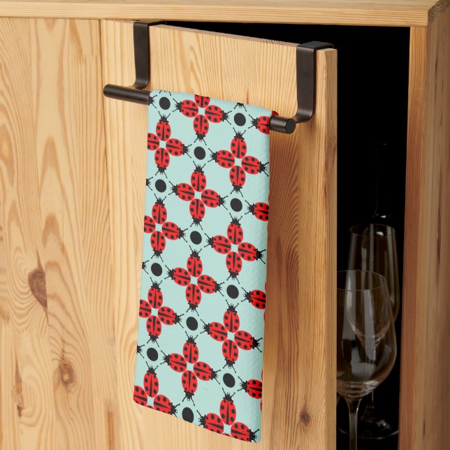 Ladybug Pattern Tea Towel (Thirds Fold)