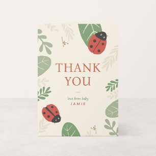 Ladybug Personalised Baby Thank You Card, Folded Note Card