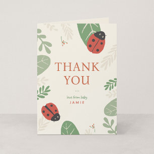 Ladybug Personalised Baby Thank You Card, Folded Note Card