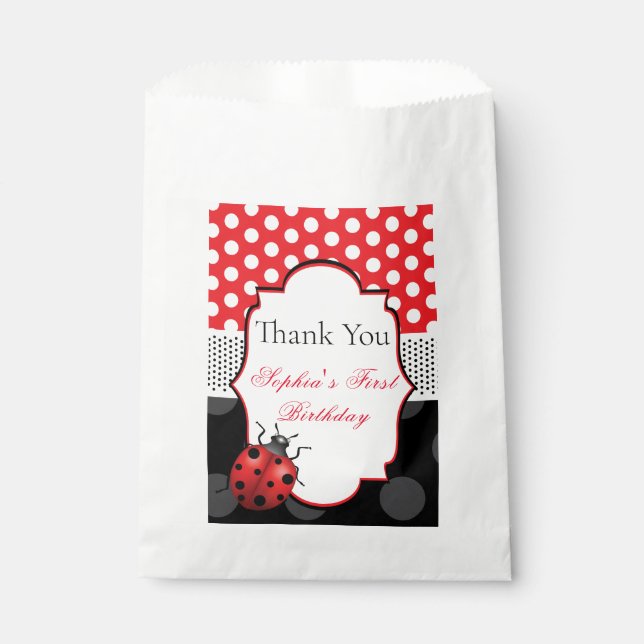 Ladybug Personalised Birthday Favour Bags (Front)