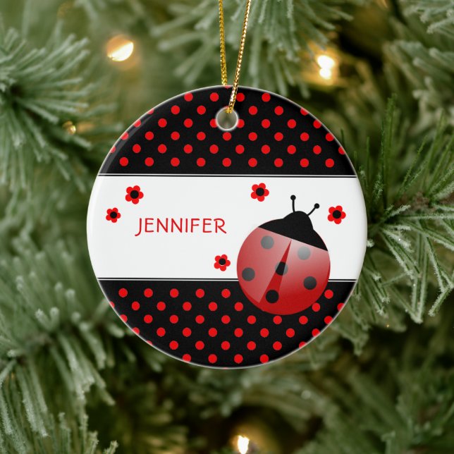 Ladybug Personalised Ceramic Ornament (Tree)