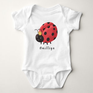 Ladybug Personalised Name Cute Morden  Baby Bodysuit